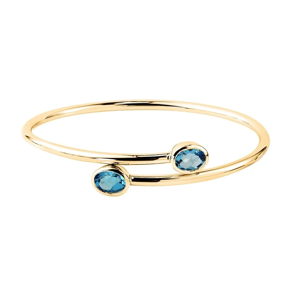 Auriya 2 3/4ct Oval Swiss Blue Topaz Bypass Bangle Bracelet Gold over Silver sold by Zulily product image thumbnail 2