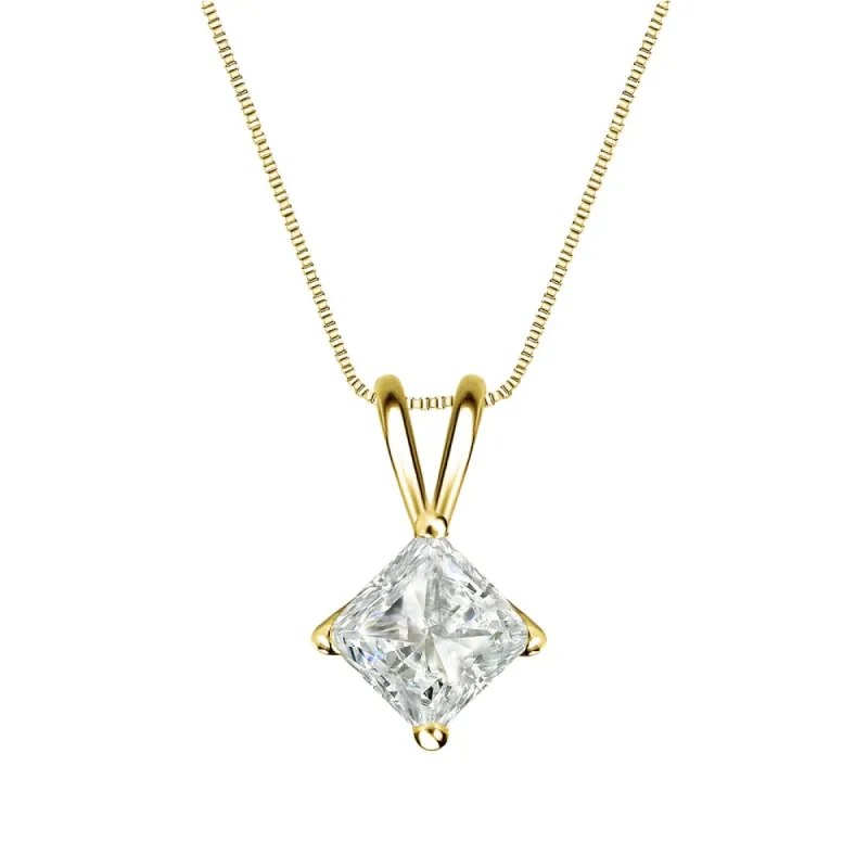 Auriya 1/2ctw Solitaire Princess-cut Diamond Necklace 14k Gold made by Zulily