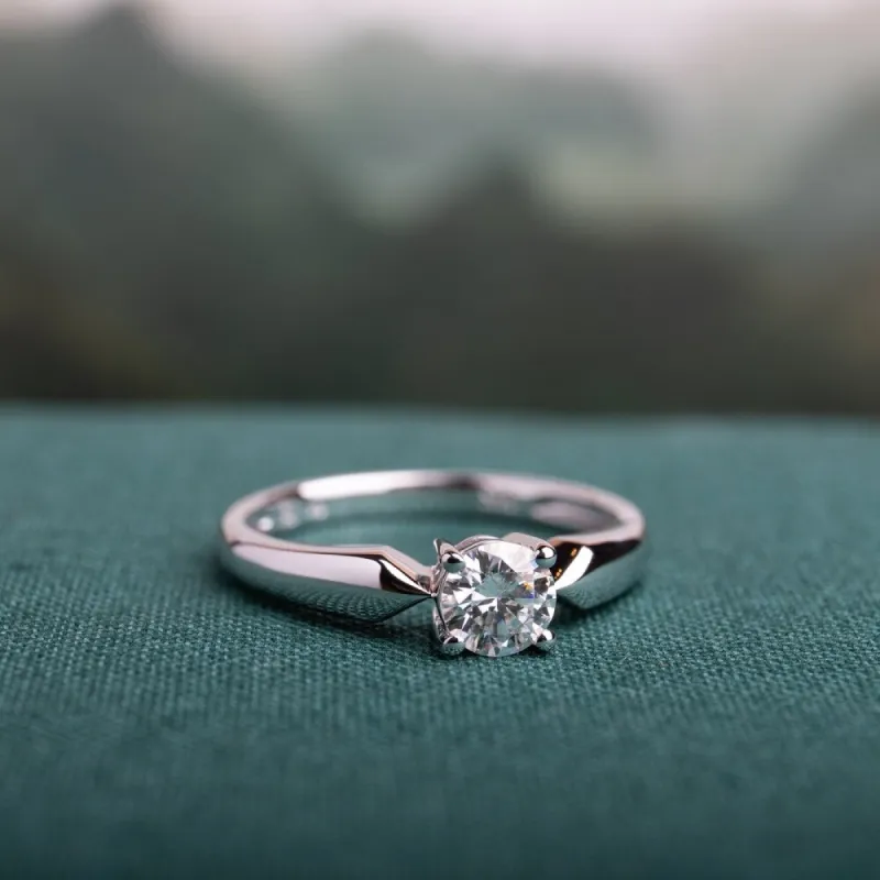 Miadora 1/2ct DEW Moissanite Solitaire Engagement Ring in 14k White Gold sold by Zulily
