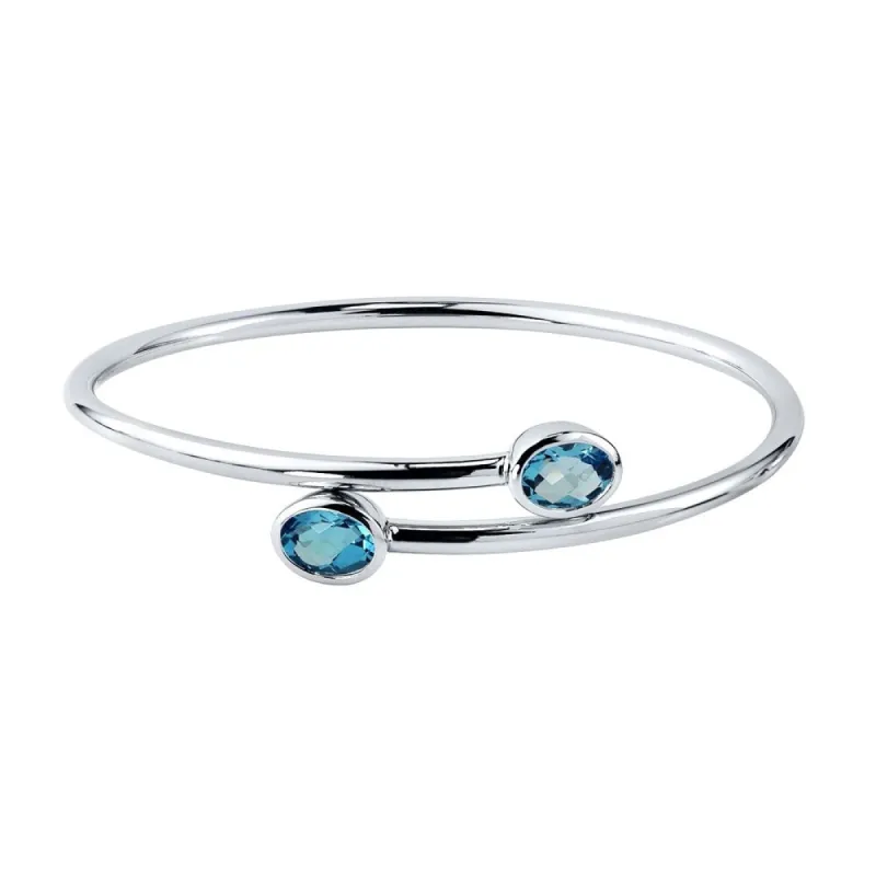 Auriya 2 3/4ct Oval Swiss Blue Topaz Bypass Bangle Bracelet Gold over Silver sold by Zulily