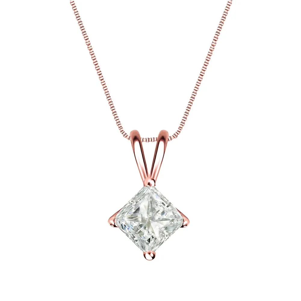 Auriya 1/2ctw Solitaire Princess-cut Diamond Necklace 14k Gold sold by Zulily product image thumbnail 3