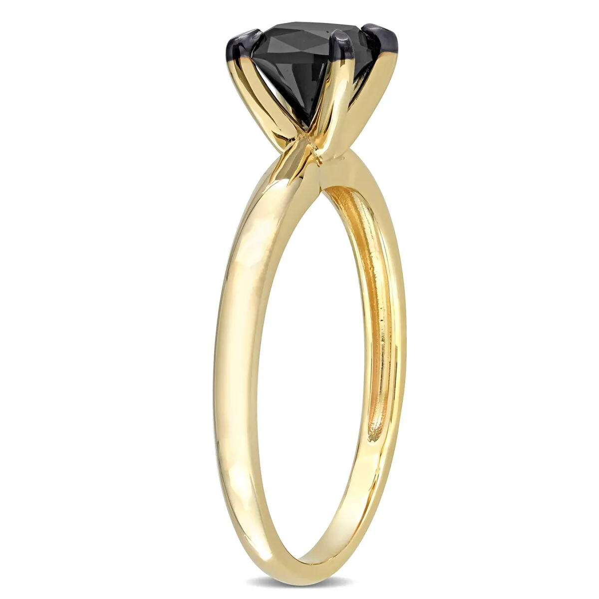 Miadora 1ct TDW Cushion-cut Black Diamond Solitaire Engagement Ring in 14k Yellow Gold sold by Zulily product image thumbnail 4