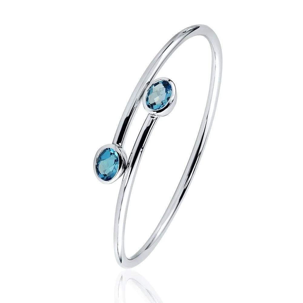 Auriya 2 3/4ct Oval Swiss Blue Topaz Bypass Bangle Bracelet Gold over Silver sold by Zulily product image thumbnail 4