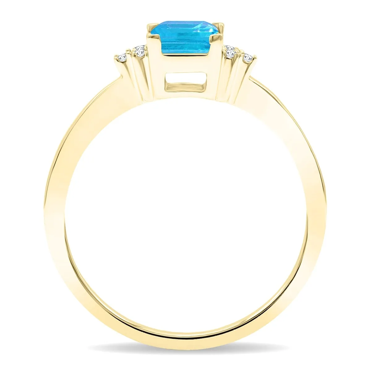 Women's Square Shaped Blue Topaz and Diamond Half Moon Ring in 10K Yellow Gold sold by Zulily product image thumbnail 3