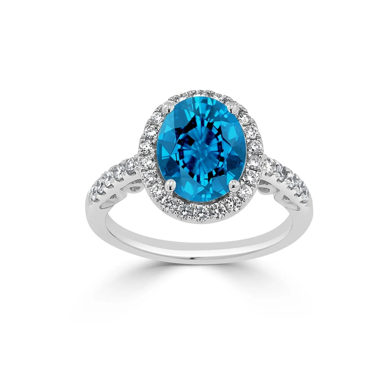 Auriya 3carat Oval Swiss Blue Topaz and Halo Diamond Engagement Ring 3/8ctw 14k Gold sold by Zulily product image thumbnail 3