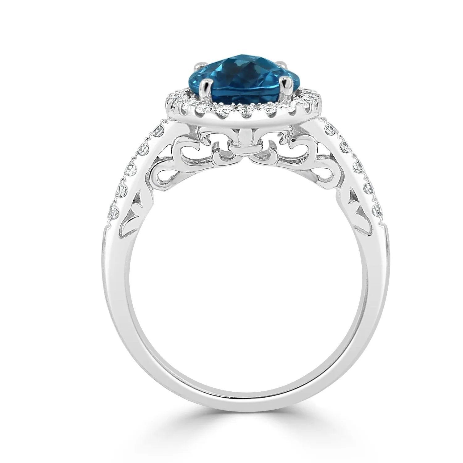 Auriya 3carat Oval Swiss Blue Topaz and Halo Diamond Engagement Ring 3/8ctw 14k Gold sold by Zulily product image thumbnail 5