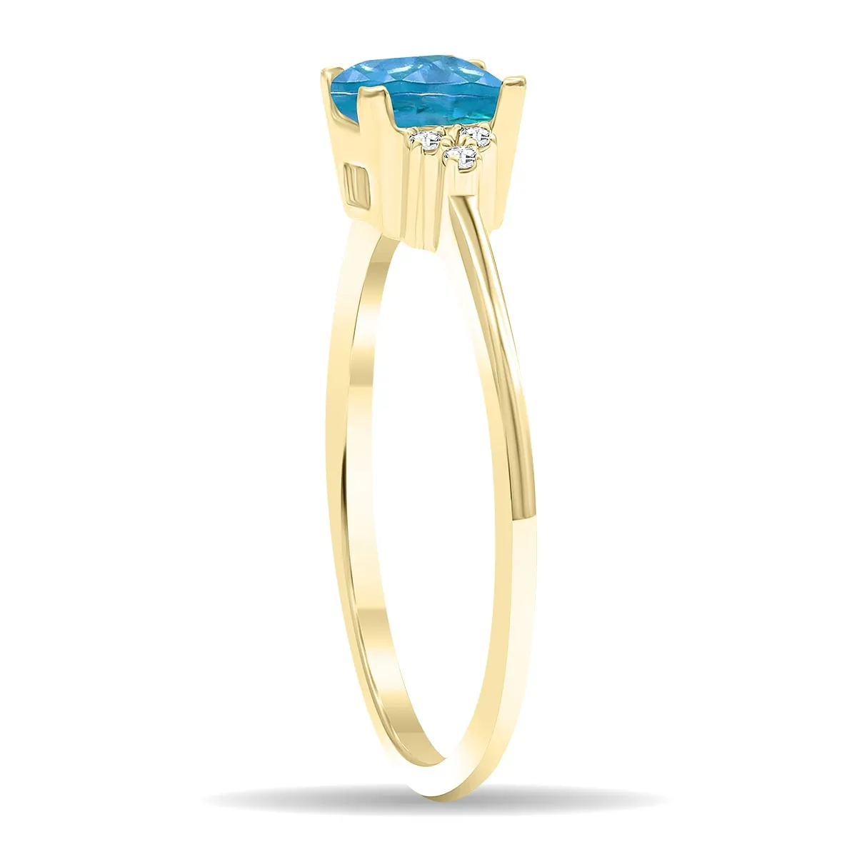 Women's Square Shaped Blue Topaz and Diamond Half Moon Ring in 10K Yellow Gold sold by Zulily product image thumbnail 2