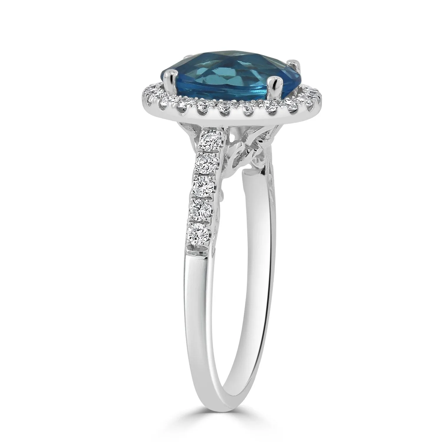 Auriya 3carat Oval Swiss Blue Topaz and Halo Diamond Engagement Ring 3/8ctw 14k Gold sold by Zulily product image thumbnail 4