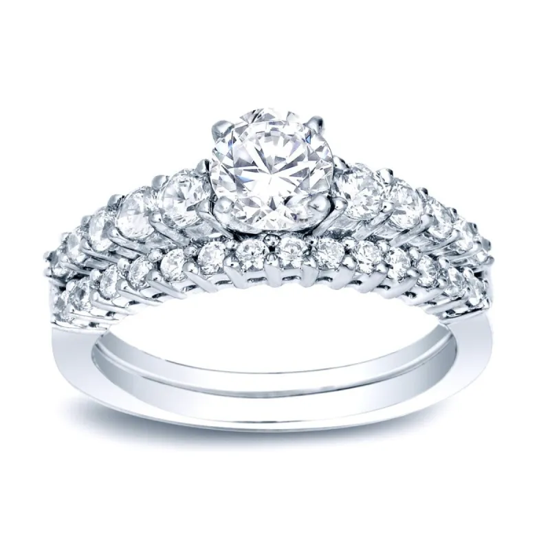 Auriya Platinum 1ct TDW Certified Round Diamond Engagement Ring Set sold by Zulily