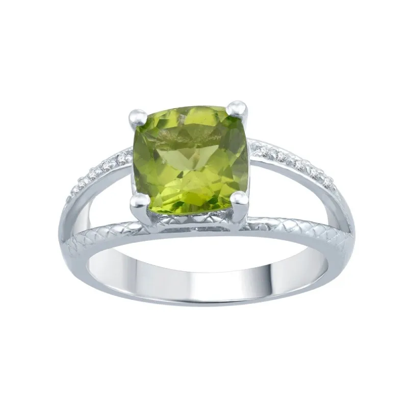 Sterling Silver with Natural Peridot and White Topaz Split-Shank Cocktail Ring sold by Zulily
