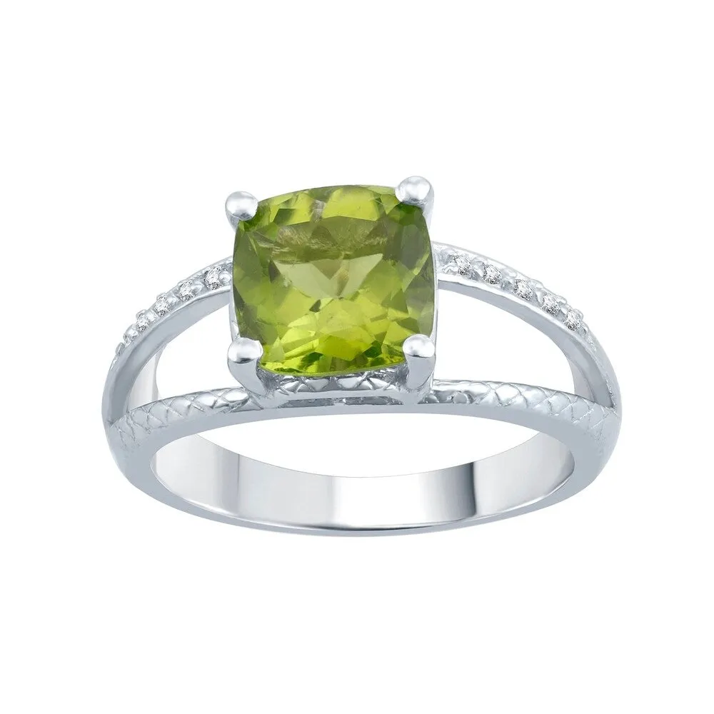 Sterling Silver with Natural Peridot and White Topaz Split-Shank Cocktail Ring sold by Zulily