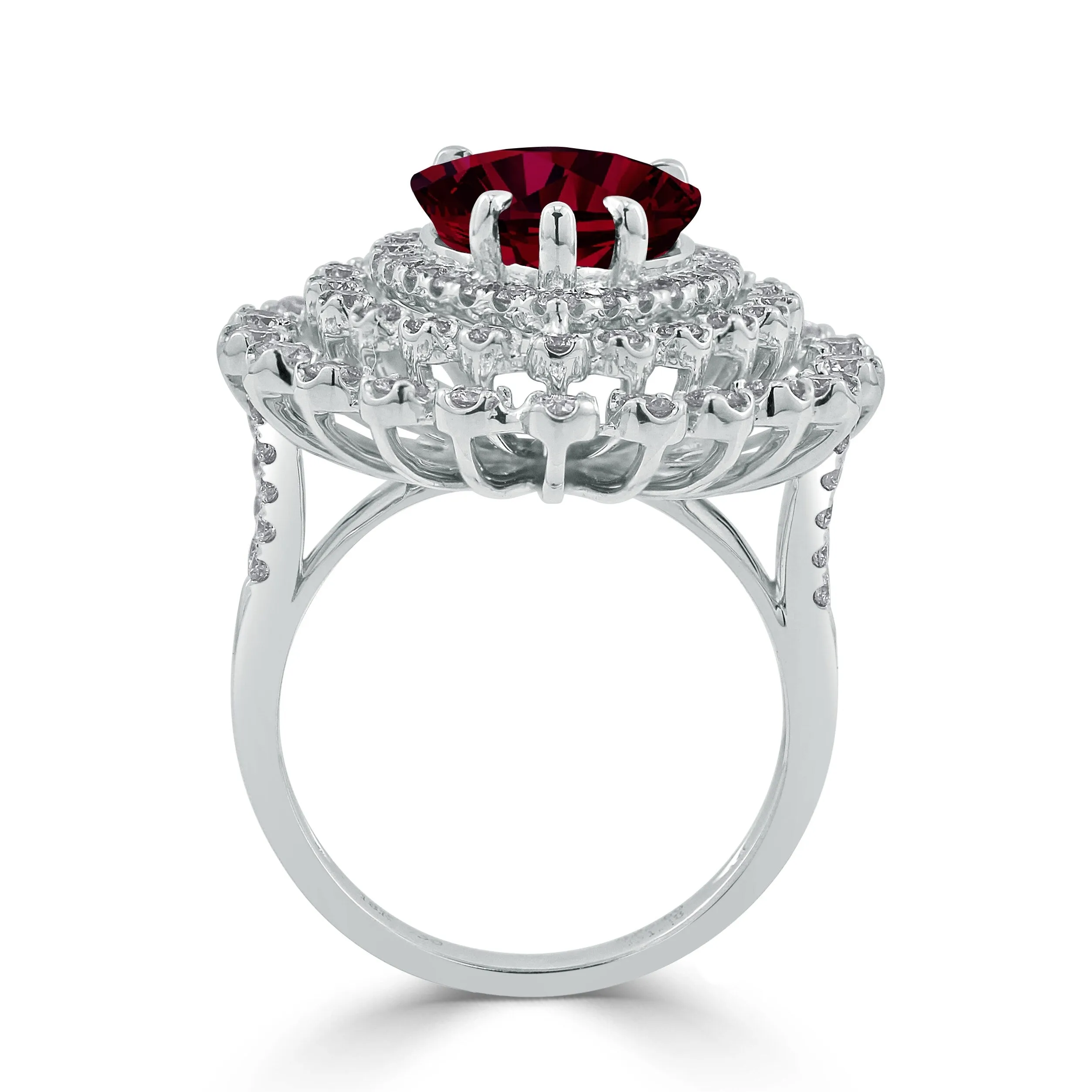 Auriya 7 1/6ct Pear-cut Red Ruby and Halo Diamond Ring 1 1/2cttw 18K Gold sold by Zulily product image thumbnail 4