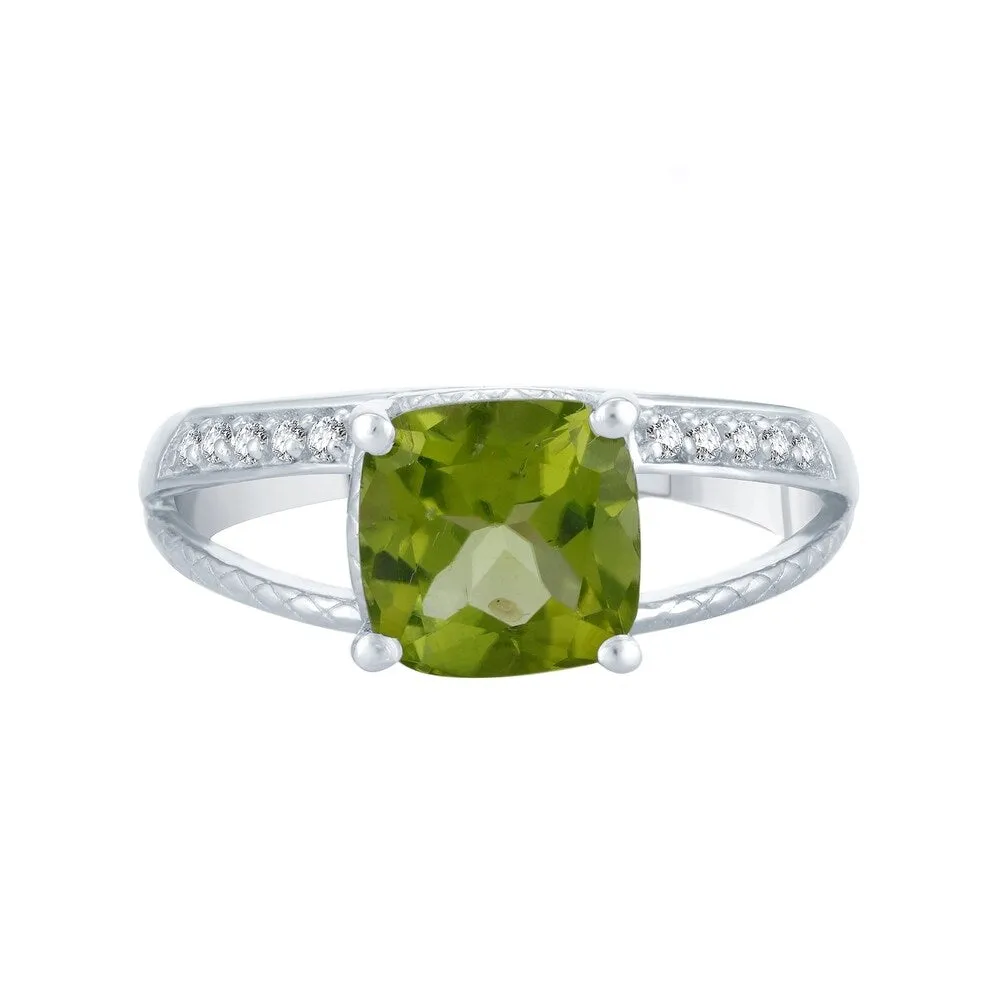 Sterling Silver with Natural Peridot and White Topaz Split-Shank Cocktail Ring sold by Zulily product image thumbnail 2
