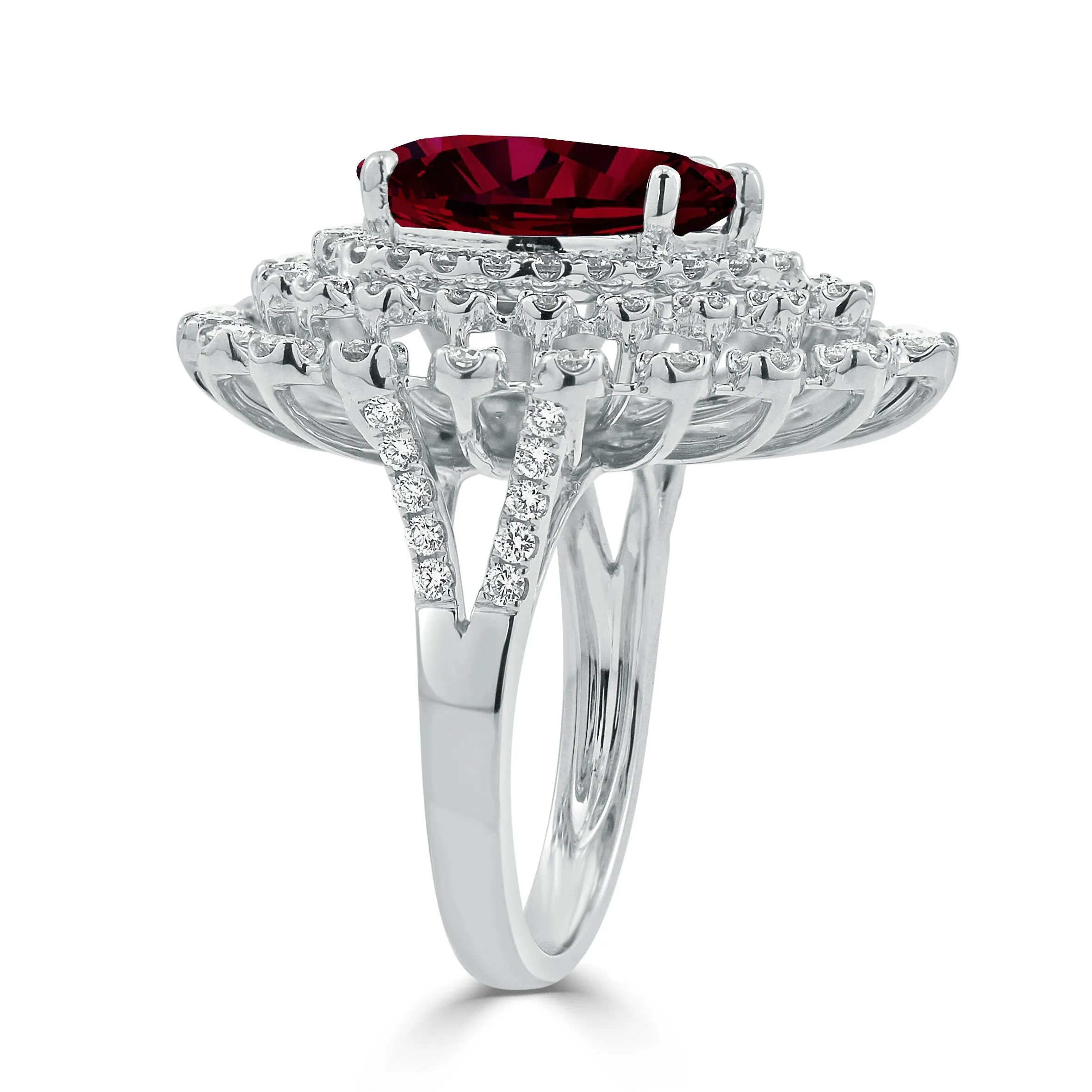 Auriya 7 1/6ct Pear-cut Red Ruby and Halo Diamond Ring 1 1/2cttw 18K Gold sold by Zulily product image thumbnail 3