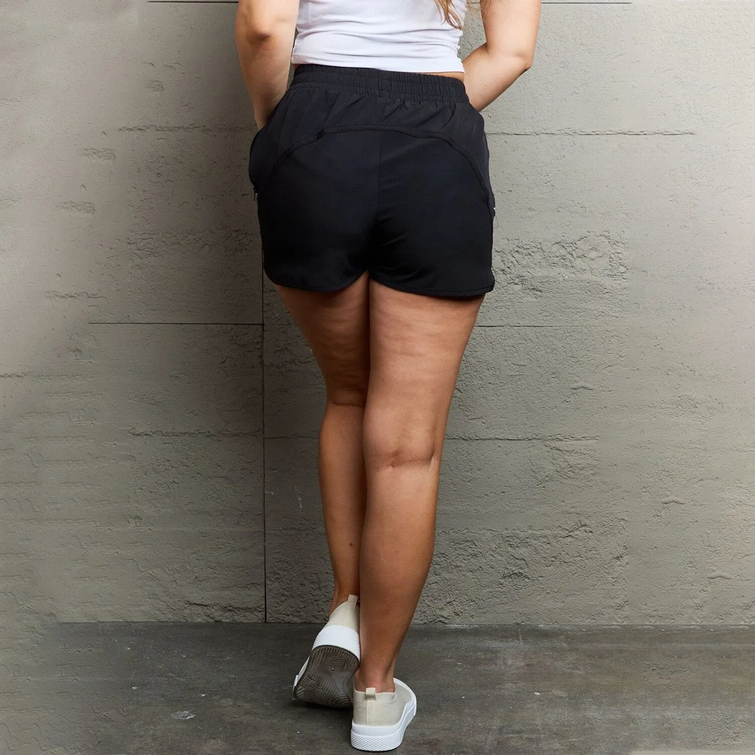 Black Zipper Pocket Detail Active Shorts sold by Zulily product image thumbnail 2