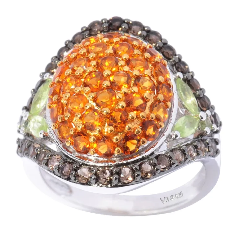 Sterling Silver with Natural Citrine, Smoky Quartz and Peridot Ring sold by Zulily