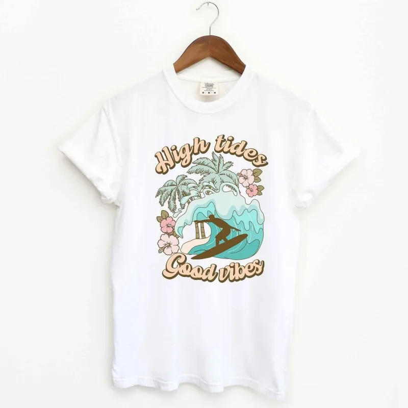High Tides Good Vibes Wave Garment Dyed Tee sold by Zulily