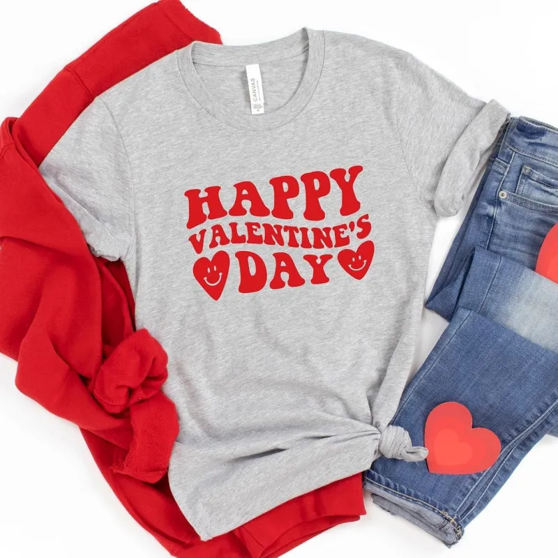 Happy Valentine's Day Hearts Short Sleeve Crewnneck Tee sold by Zulily