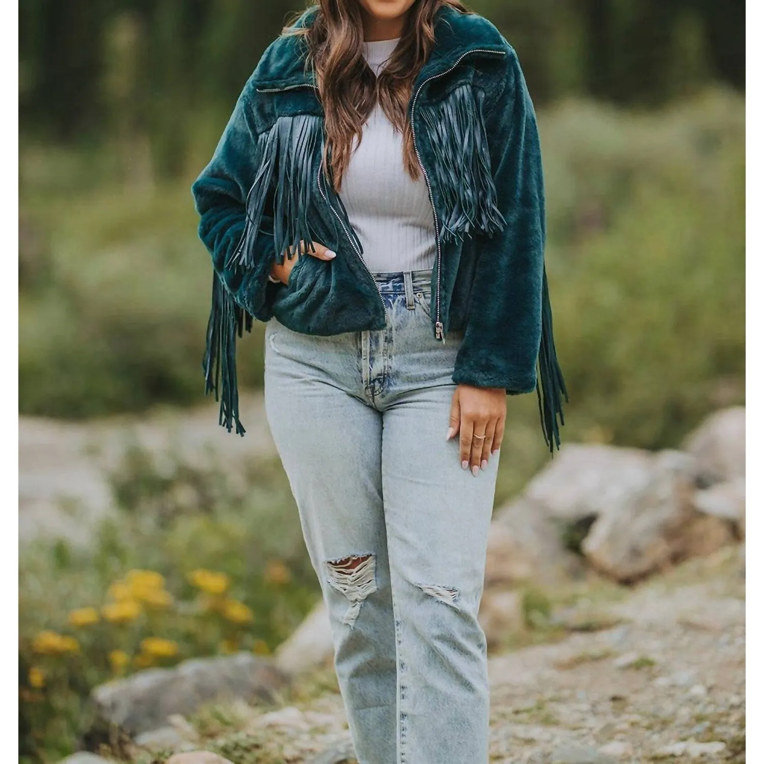 Buddylove - Skylar Fringe Faux Fur Jacket sold by Zulily product image thumbnail 4