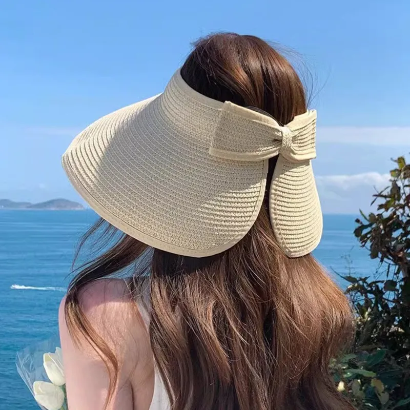 Beige Bow-Accent Hollow Top Sun Hat sold by Zulily