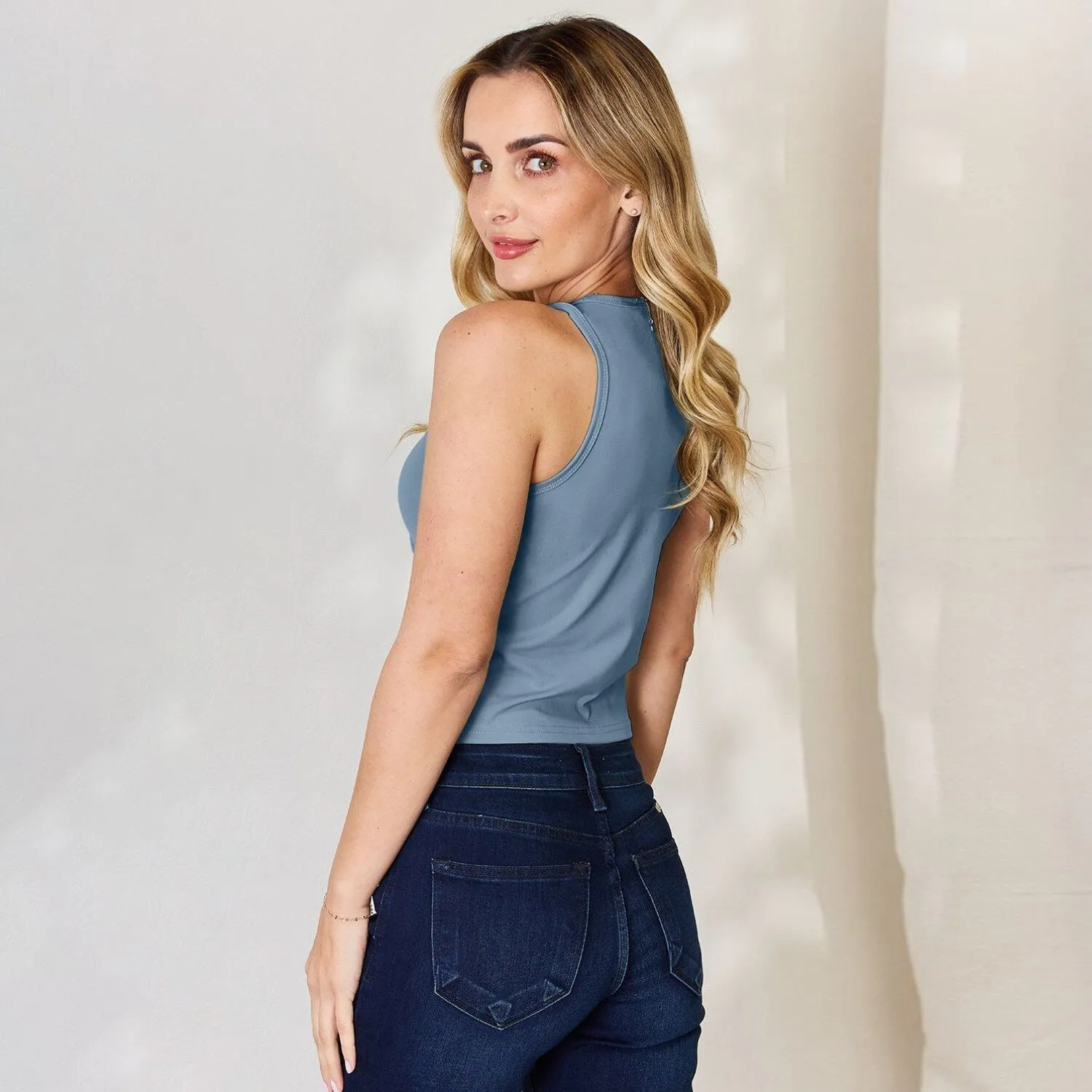 Light Blue Round Neck Slim Tank sold by Zulily product image thumbnail 2