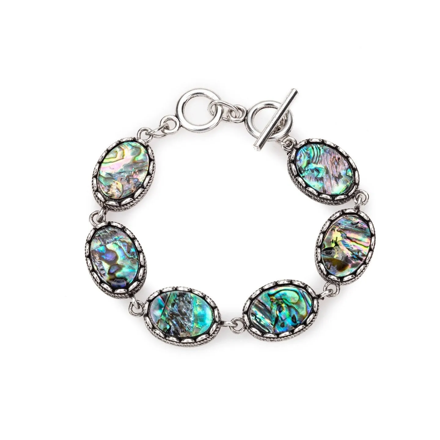 Silvertone Paua Oval Bracelet sold by Zulily