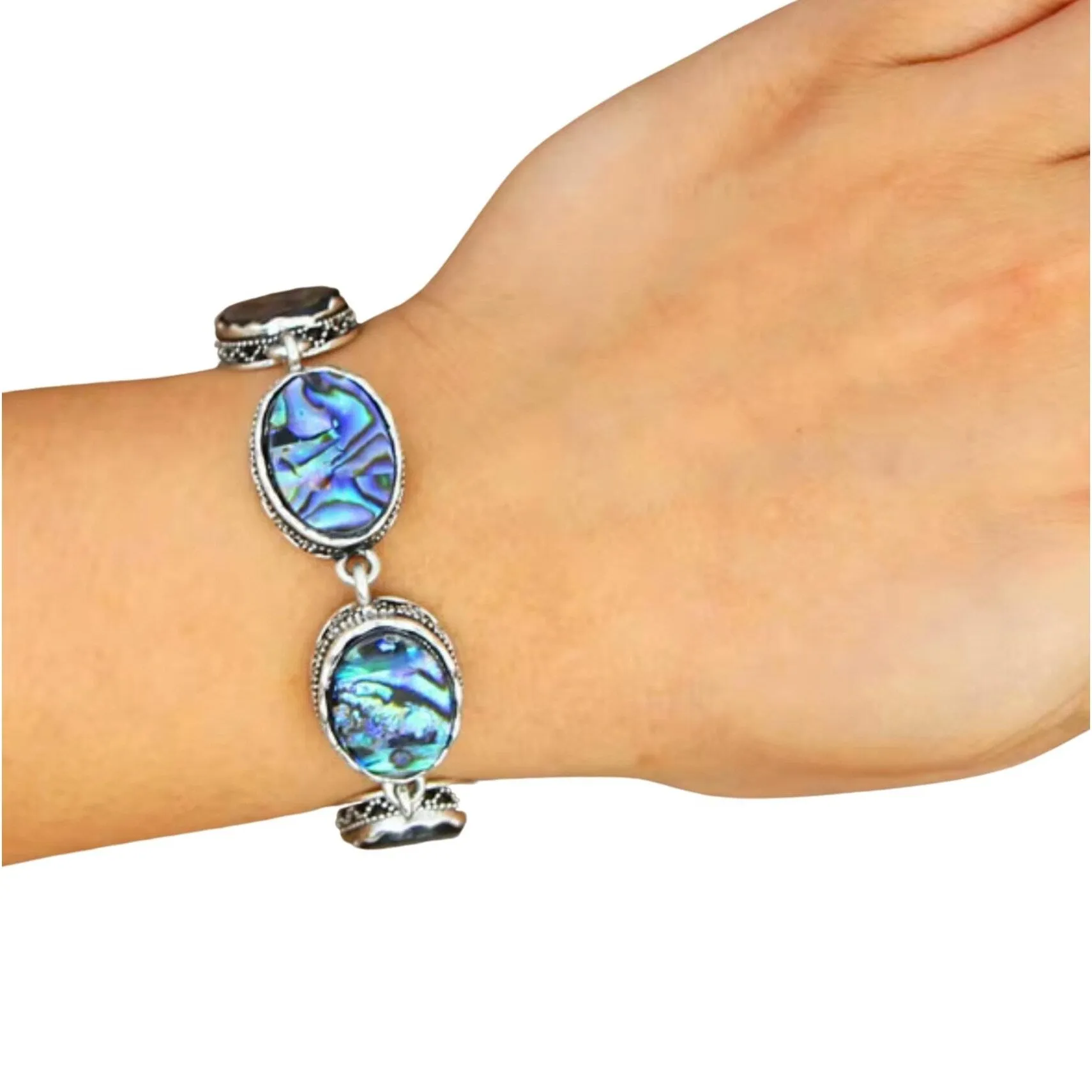 Silvertone Paua Oval Bracelet sold by Zulily product image thumbnail 4