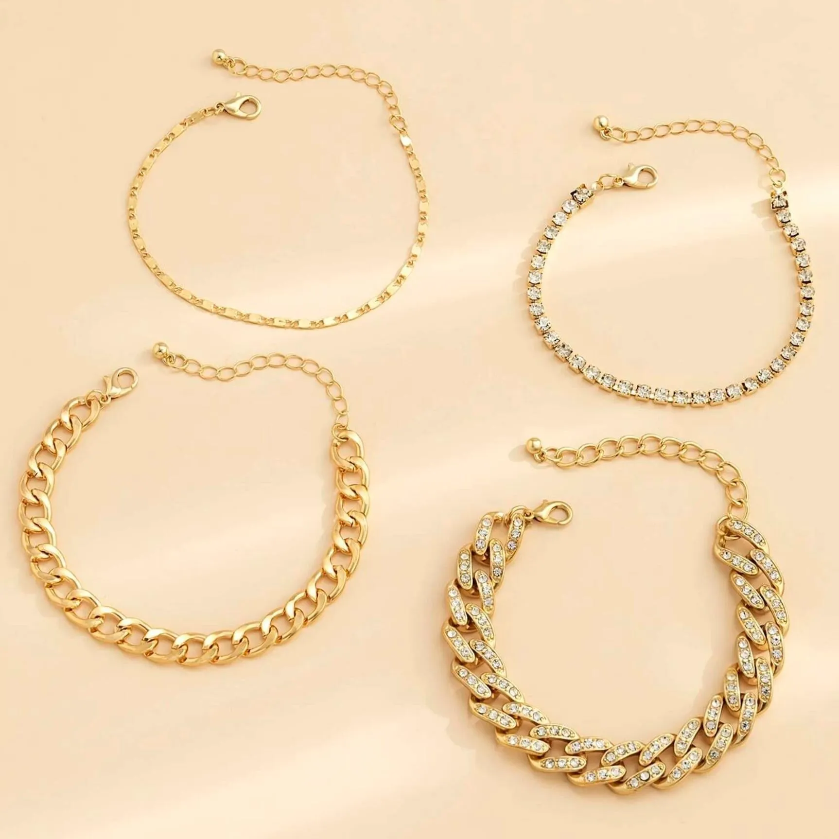 Crystal Goldtone Chain Link Bracelet Set sold by Zulily product image thumbnail 4