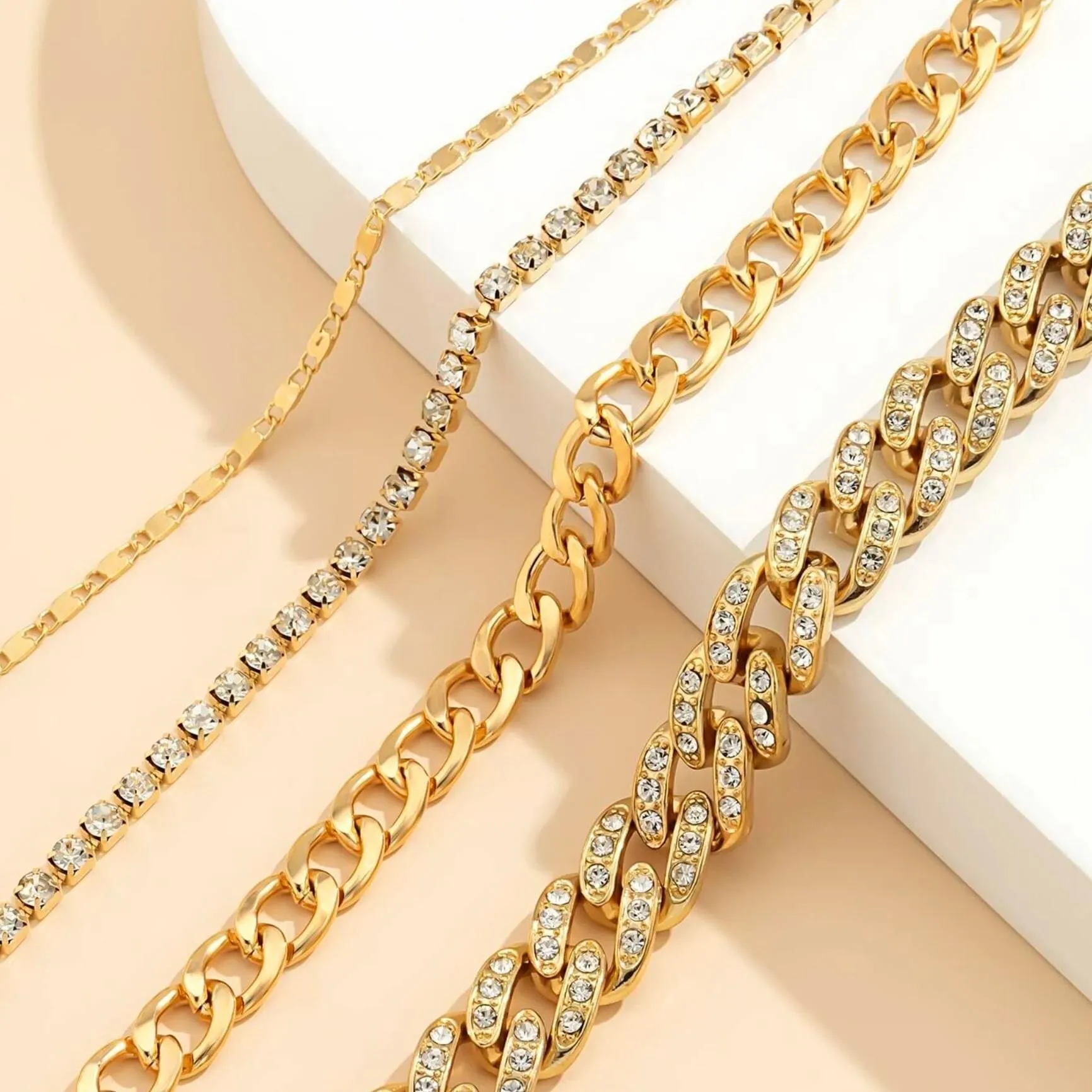 Crystal Goldtone Chain Link Bracelet Set sold by Zulily product image thumbnail 5
