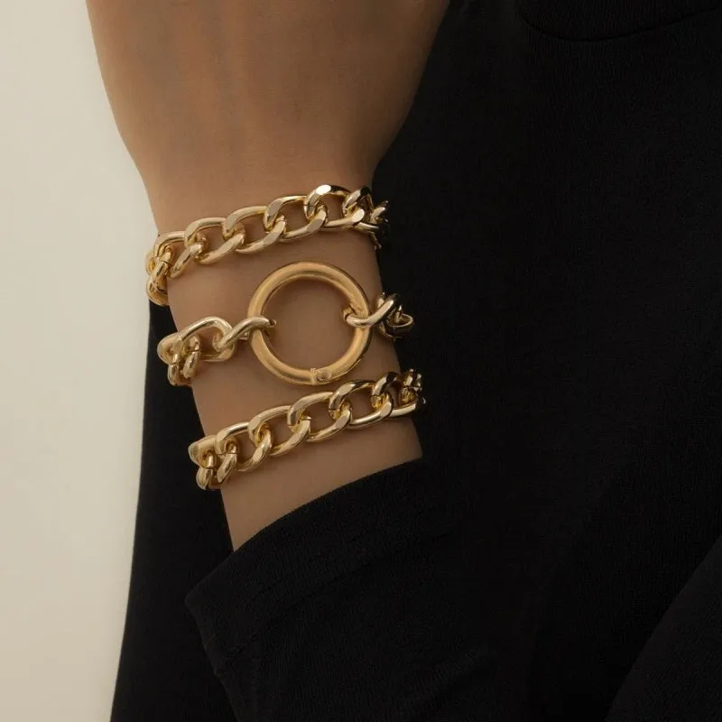 Goldtone Curb Chain Open Circle Bracelet Set sold by Zulily product image thumbnail 2