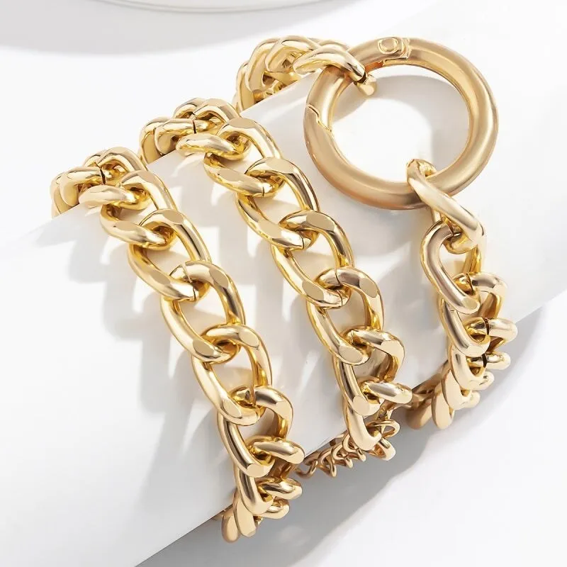 Goldtone Curb Chain Open Circle Bracelet Set sold by Zulily product image thumbnail 4