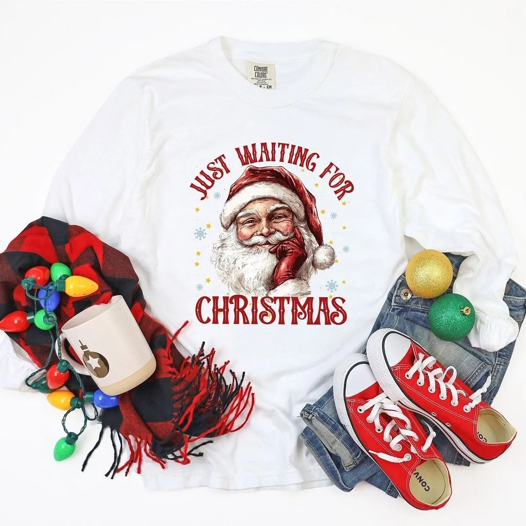 Just Waiting For Christmas Santa Garment Dyed Long Sleeve sold by Zulily