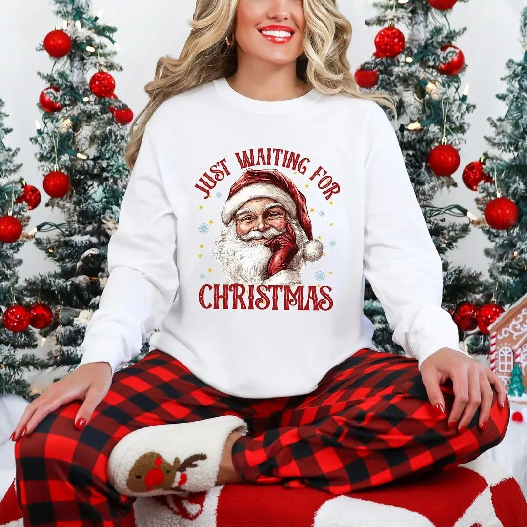 Just Waiting For Christmas Santa Garment Dyed Long Sleeve sold by Zulily product image thumbnail 3