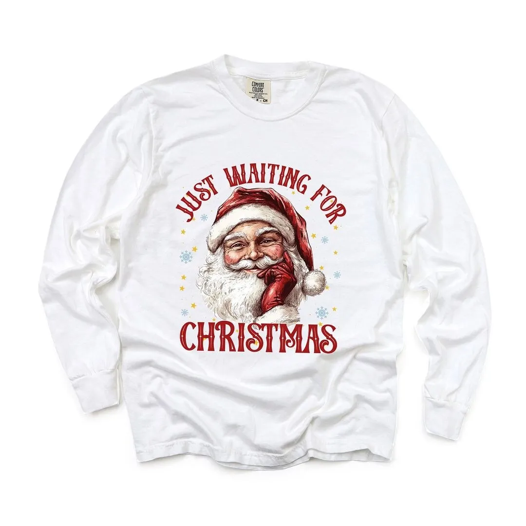 Just Waiting For Christmas Santa Garment Dyed Long Sleeve sold by Zulily product image thumbnail 2