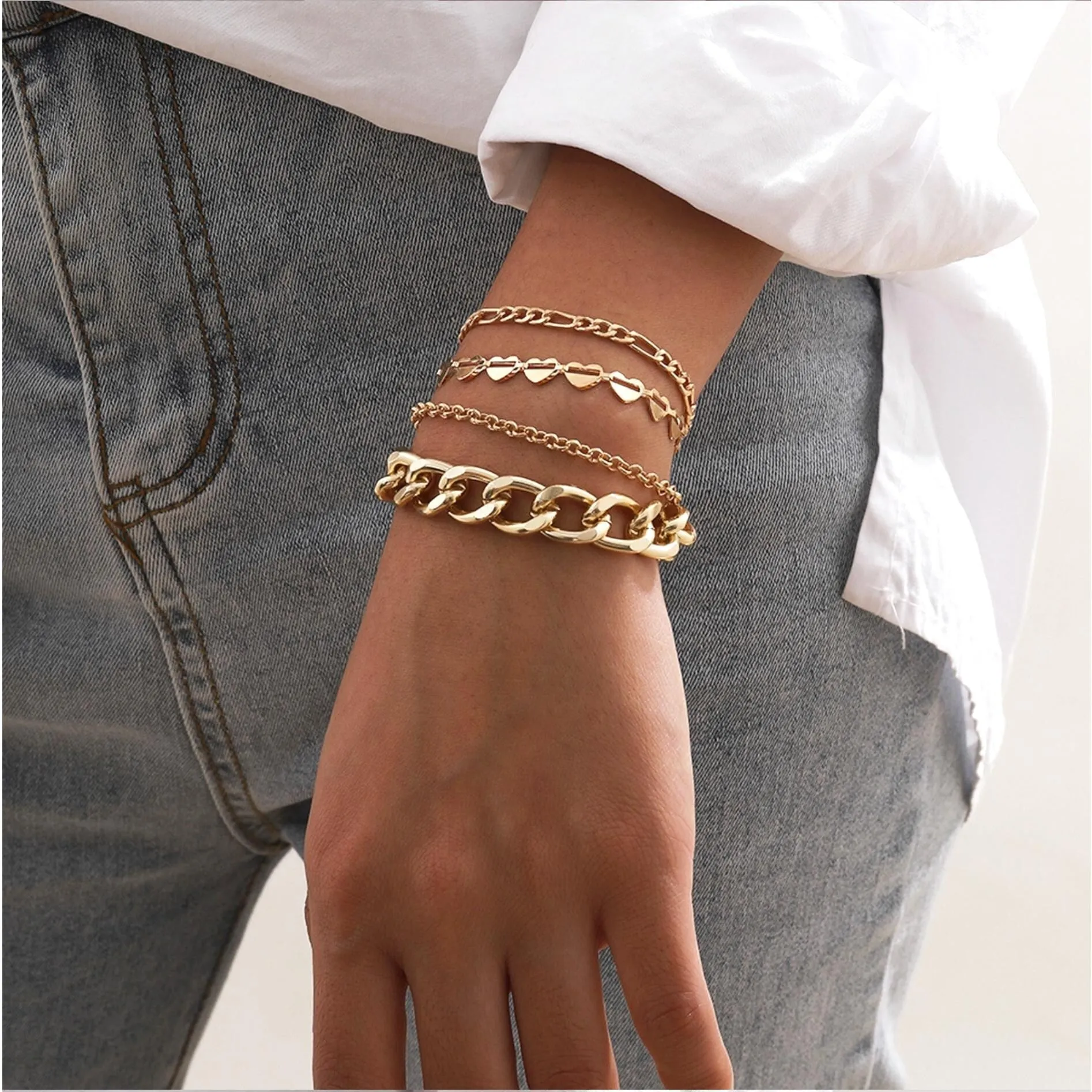 Goldtone Chain Link Bracelet Set sold by Zulily