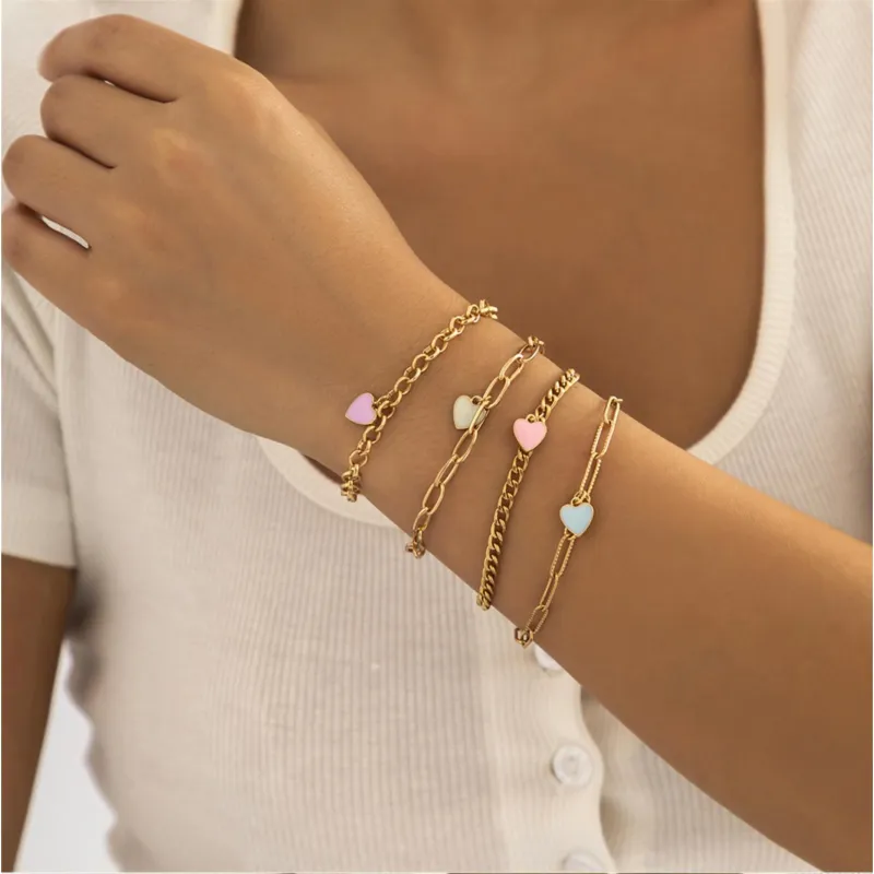 Goldtone Pastel Hearts Set Of 4 Bracelets sold by Zulily
