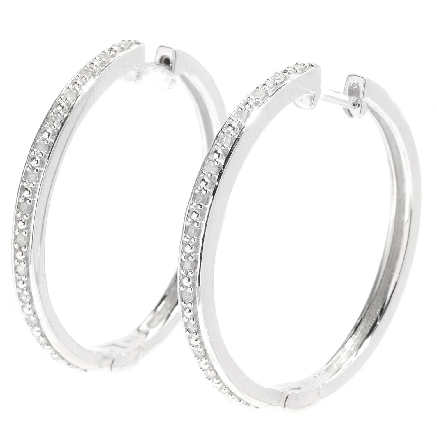 Sterling Silver Real White Diamond Hoop Earrings sold by Zulily