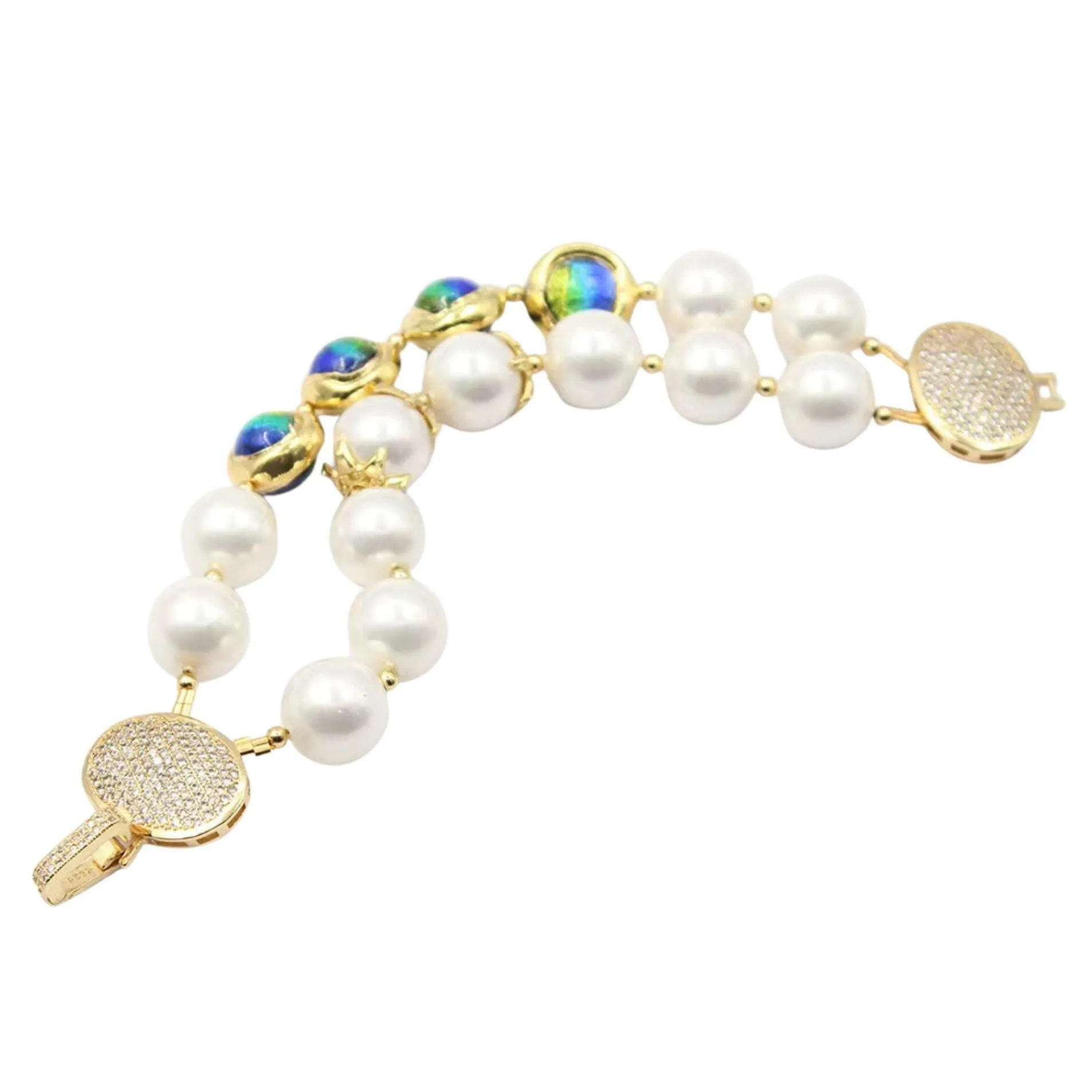Shell Pearl & Murano Beaded Bracelet with Large Oval CZ Paved Clasp sold by Zulily product image thumbnail 2