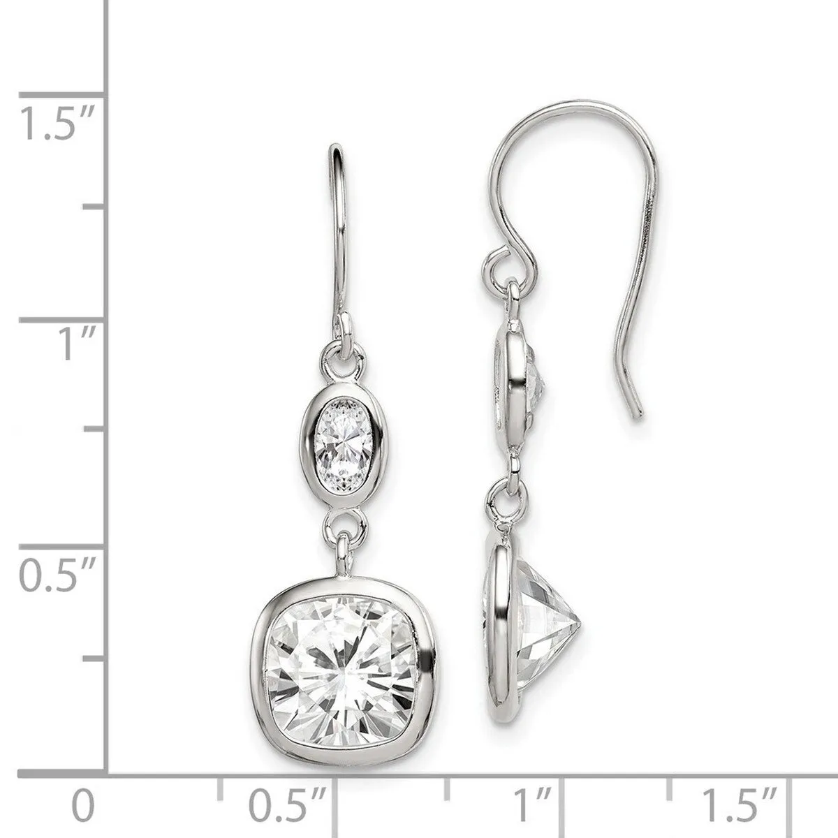 Curata 925 Sterling Silver Faceted 11x36 Hook Cubic Zirconia Square Dangle Earrings sold by Zulily product image thumbnail 2