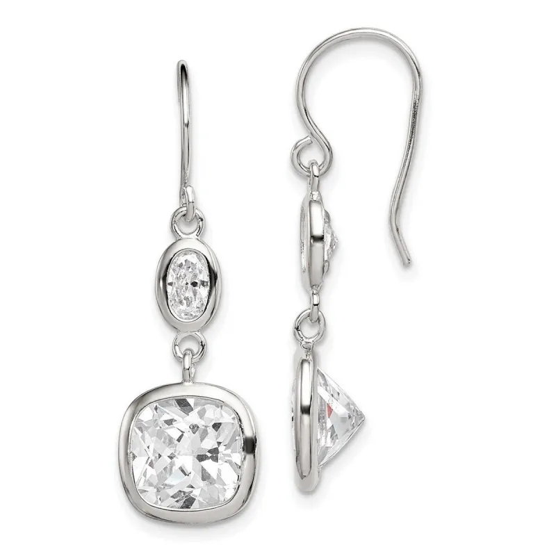 Curata 925 Sterling Silver Faceted 11x36 Hook Cubic Zirconia Square Dangle Earrings sold by Zulily