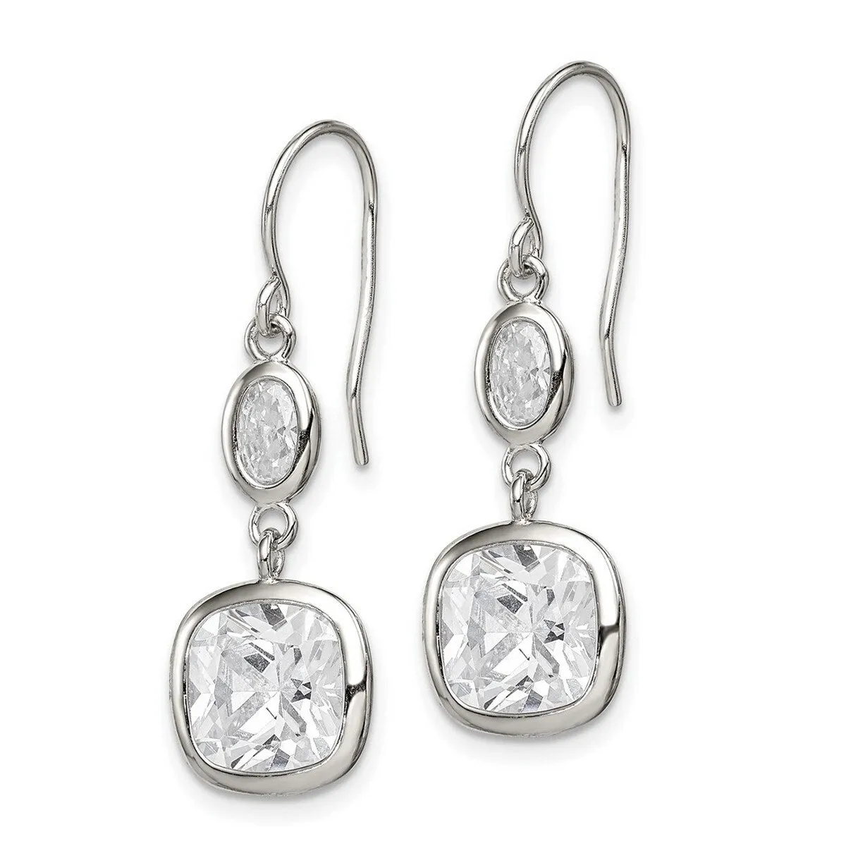 Curata 925 Sterling Silver Faceted 11x36 Hook Cubic Zirconia Square Dangle Earrings sold by Zulily product image thumbnail 3