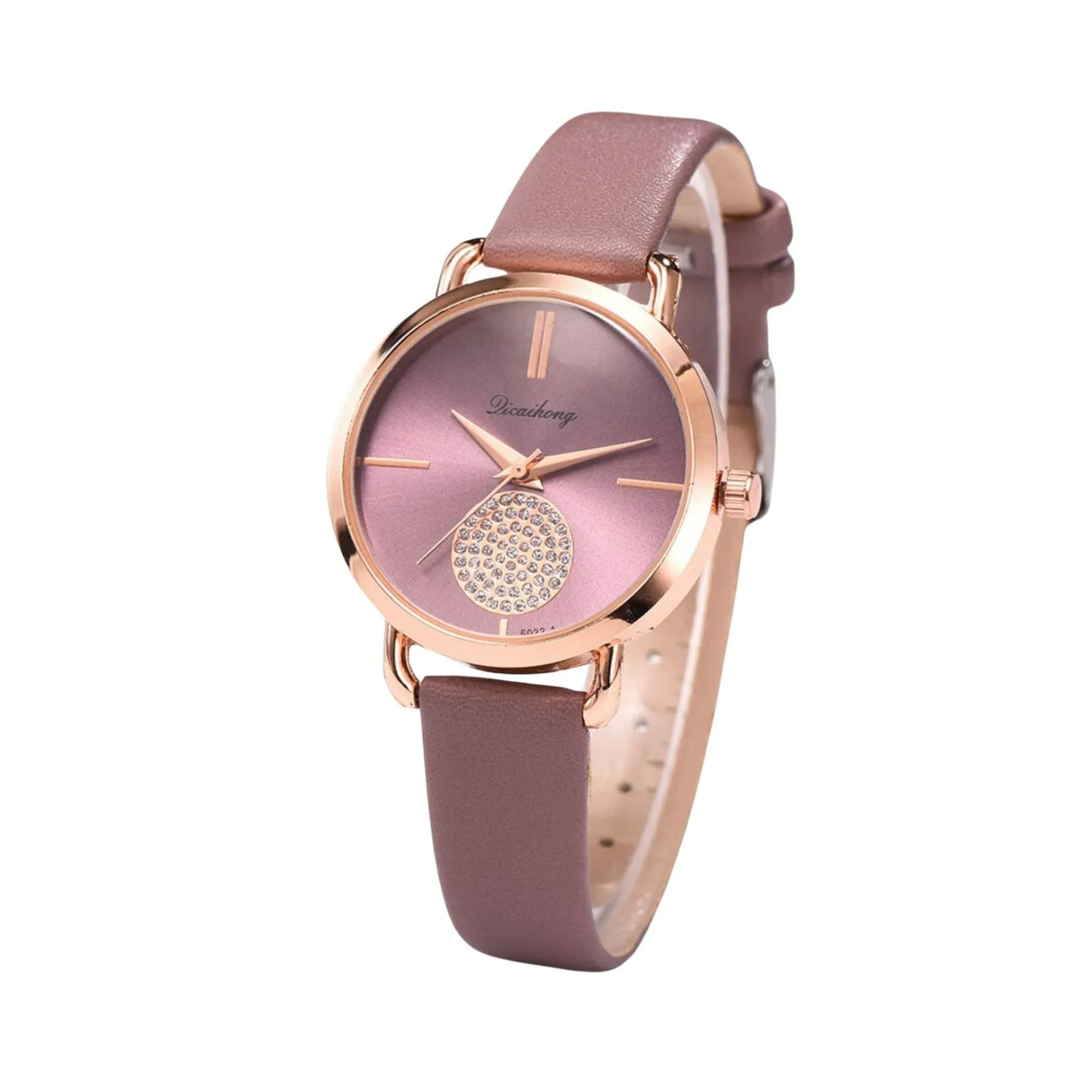 Mauve Crystal Pave Rose Goldtone Bracelet Watch sold by Zulily