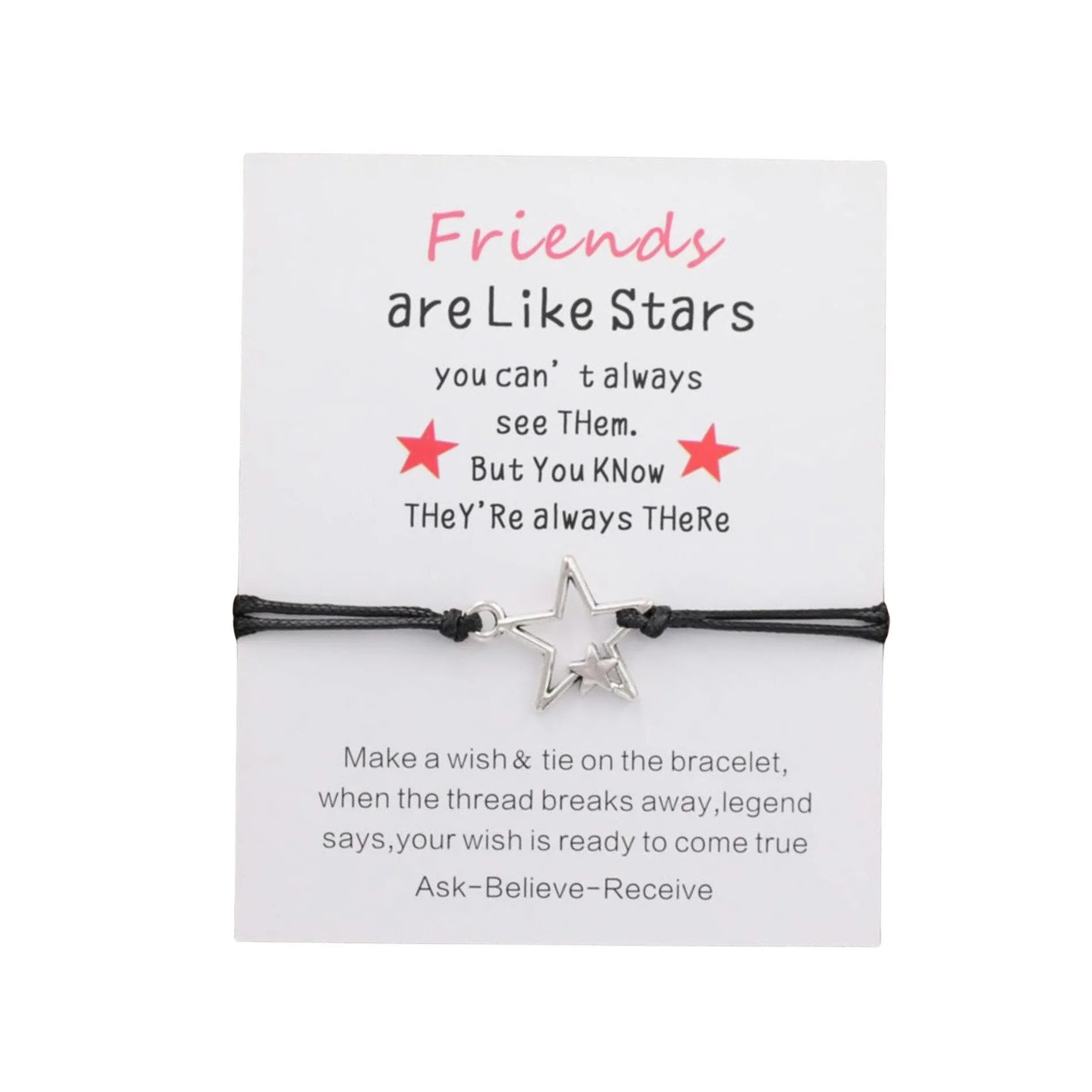 Black & Silvertone Open Star Adjustable Bracelet - 5" to 9" sold by Zulily product image thumbnail 2