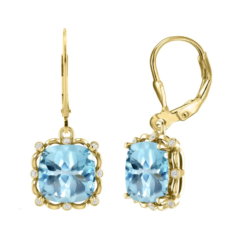 Gold Over Sterling Silver with Natural Sky Blue Topaz and White Topaz Drop Earrings sold by Zulily