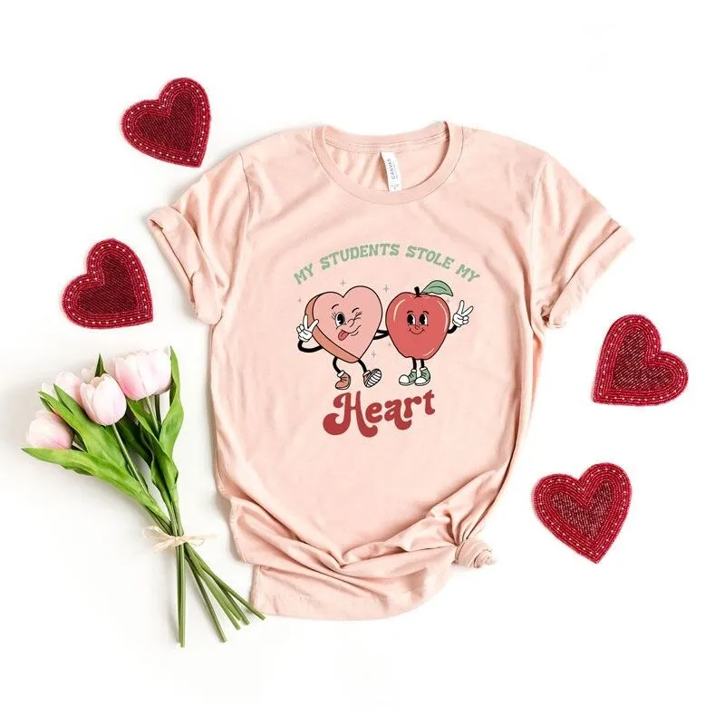 My Students Stole My Heart Cartoon Short Sleeve Crewnneck Tee sold by Zulily