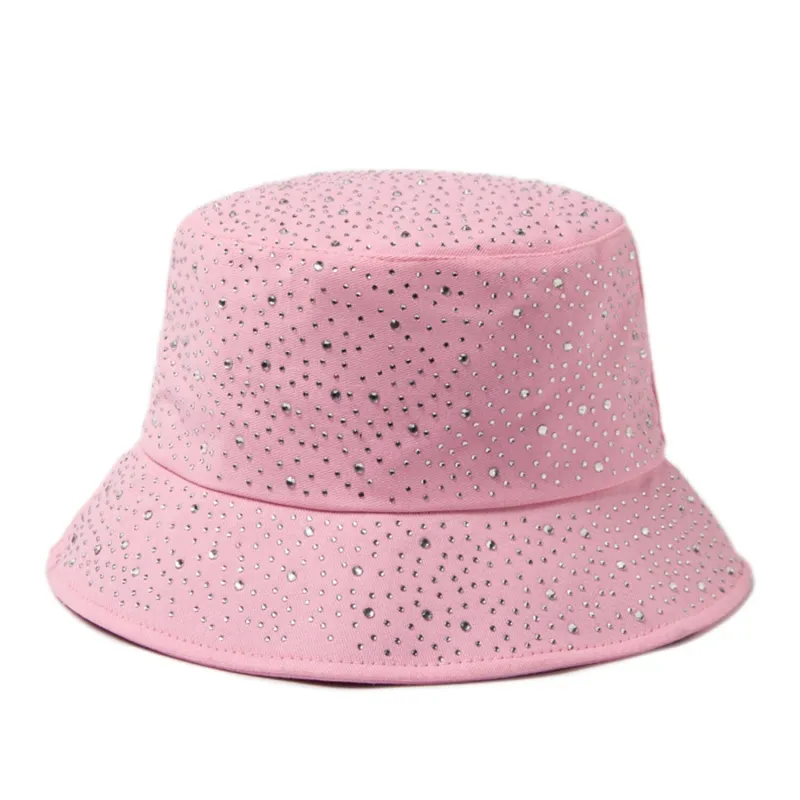 Pink Rhinestone-Accent Bucket Hat sold by Zulily