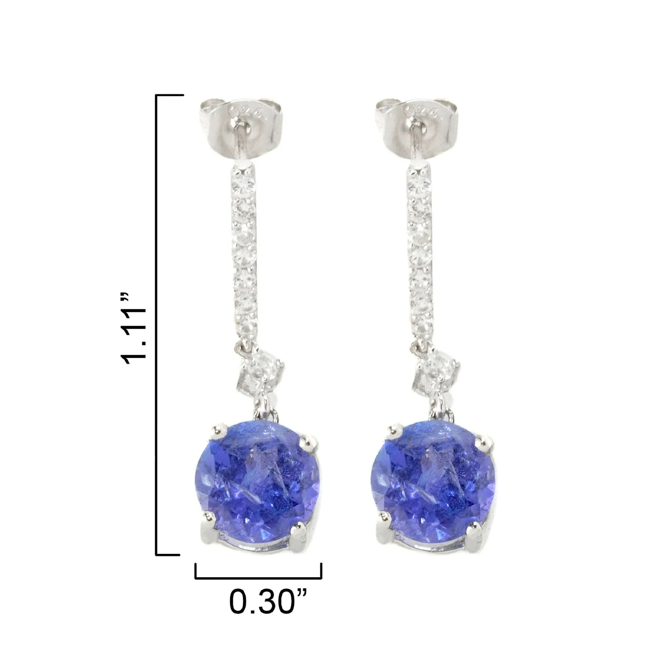 Sterling Silver Natural Tanzanite and White Zircon Dangling Earrings sold by Zulily product image thumbnail 3