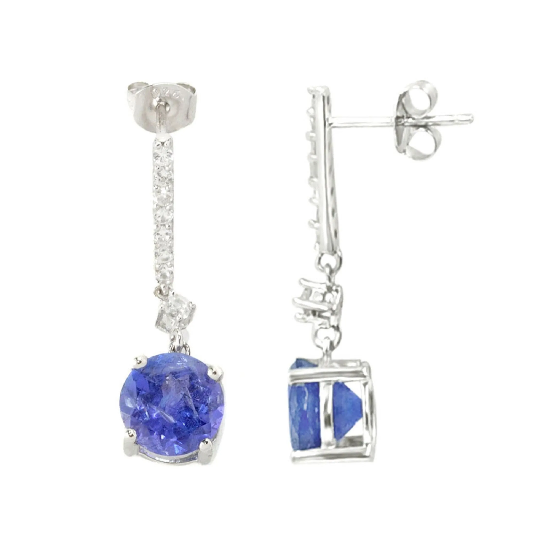 Sterling Silver Natural Tanzanite and White Zircon Dangling Earrings sold by Zulily product image thumbnail 2