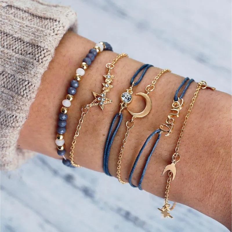 Goldtone Navy Blue Celestial Bracelet Set sold by Zulily