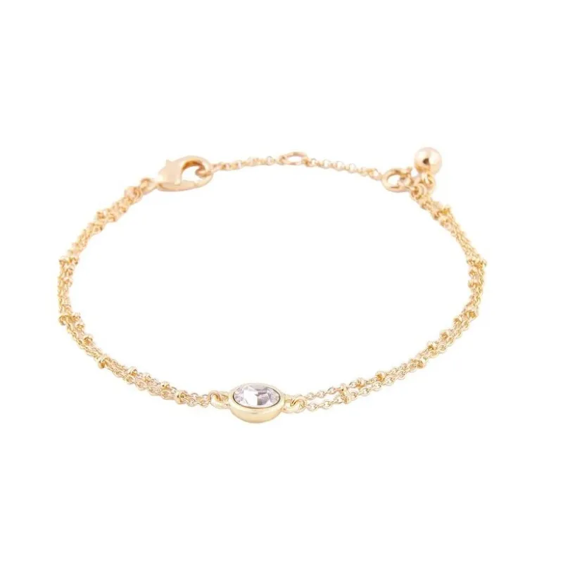 Goldtone Solitaire Crystal Bracelet sold by Zulily